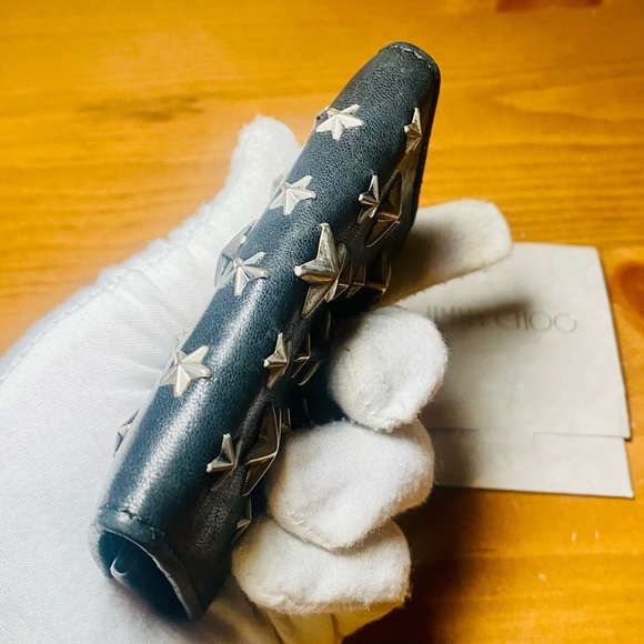 EUC Jimmy Choo Starred Studded Black Neptune Leather 6 Key Ring Case - Picture 10 of 17